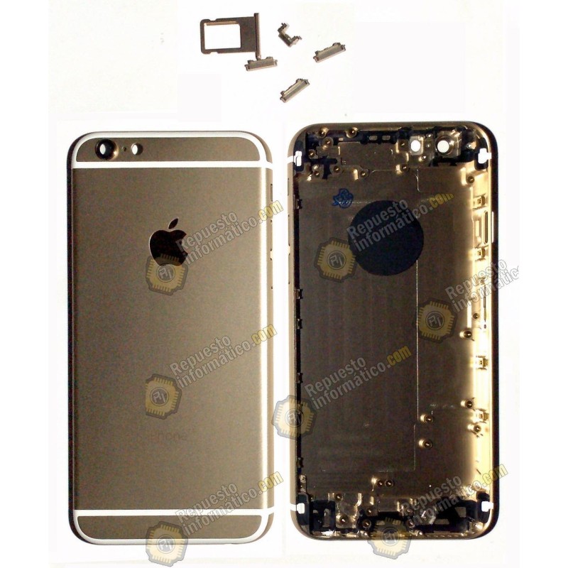 Tapa trasera dorada chasis + botones  para iphone 6G (4.7") Repuesto compatible