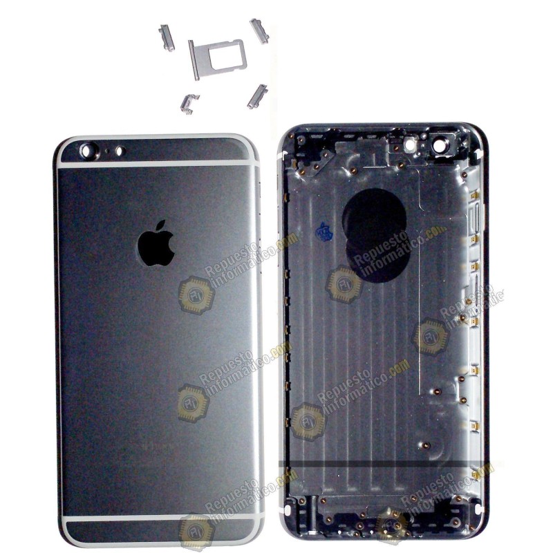 Tapa trasera gris chasis + botones para iphone 6+ (5.5")