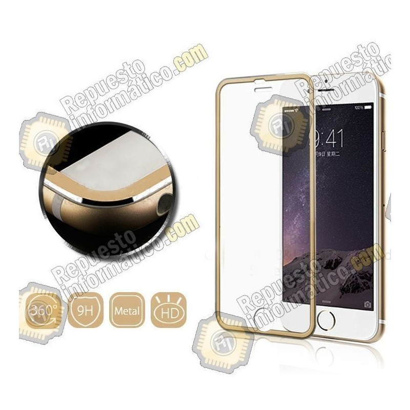 Protector de cristal templado borde color fino   iPhone 6 plus (5.5")  (dorado)