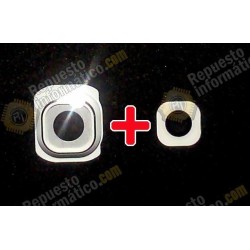 Protector metalico+ Lentilla Camara trasera Galaxy S6 blanco