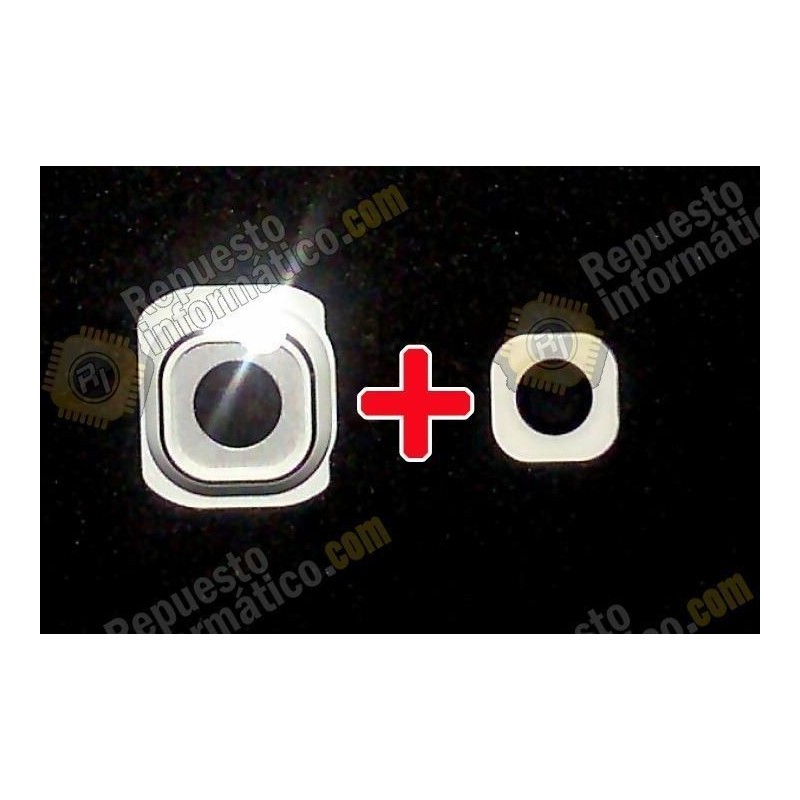 Protector metalico+ Lentilla Camara trasera Galaxy S6 blanco