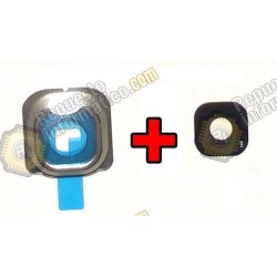 Protector metalico+ Lentilla Camara trasera Galaxy S6 dorado