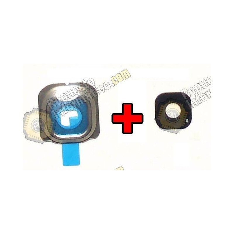 Protector metalico+ Lentilla Camara trasera Galaxy S6 dorado