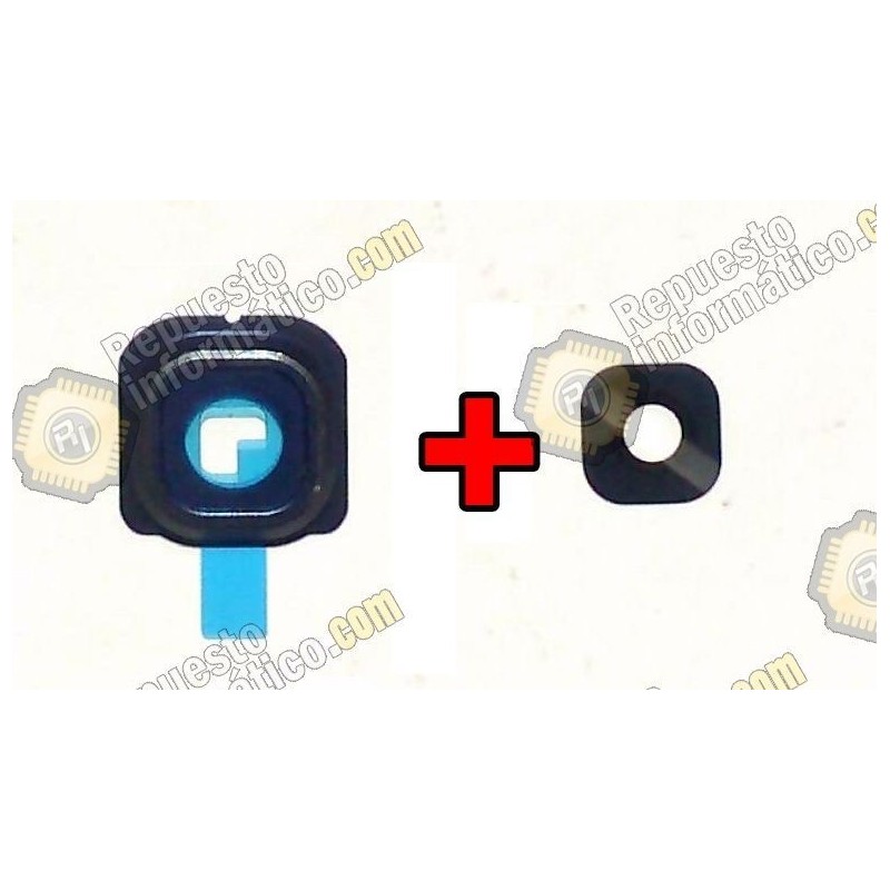 Protector metalico+ Lentilla Camara trasera Galaxy S6 Azul