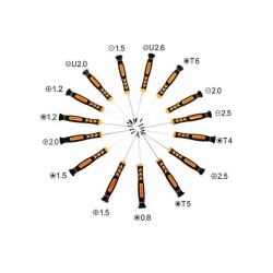 JM-P05 KIT de Destornilladores con 15 Piezas Jakemy+Bolsa (B07)