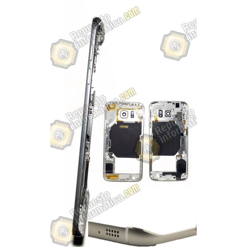 Chasis Plateado Galaxy S6 Edge (G925) +buzzer+NFC y Botones (SWAP)