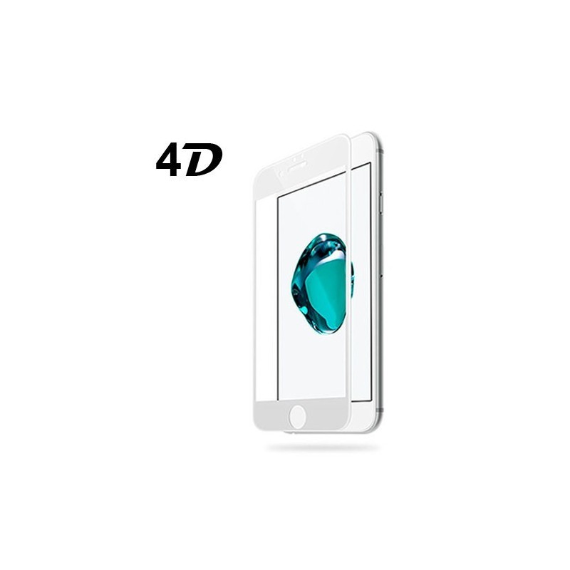 Cristal Templado 4D, Blanco IPhone 8 Plus