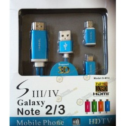 Adaptador Samsung Galaxy S4 / S3  -  Note 2 / Note 3 MHL 2.0 HDTV HDMI  (AZUL)