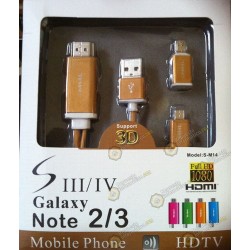 Adaptador Samsung Galaxy S4 / S3  -  Note 2 / Note 3 MHL 2.0 HDTV HDMI (DORADO)