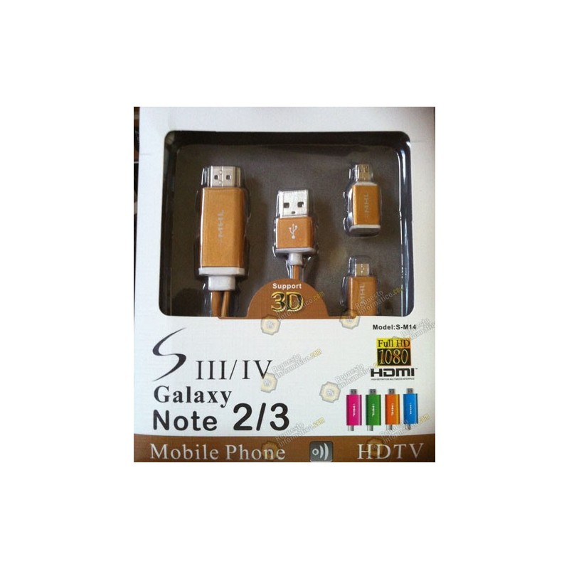 Adaptador Samsung Galaxy S4 / S3  -  Note 2 / Note 3 MHL 2.0 HDTV HDMI (DORADO)