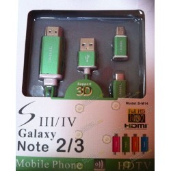 Adaptador Samsung Galaxy S4 / S3  -  Note 2 / Note 3 MHL 2.0 HDTV HDMI (VERDE)