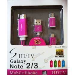 Adaptador Samsung Galaxy S4 / S3  -  Note 2 / Note 3 MHL 2.0 HDTV HDMI (FUCSIA)