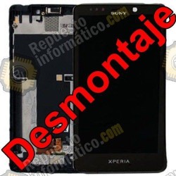 Pantalla (lcd+tactil+marco) Sony Xperia T Lt30 Mint negro (desmontaje)