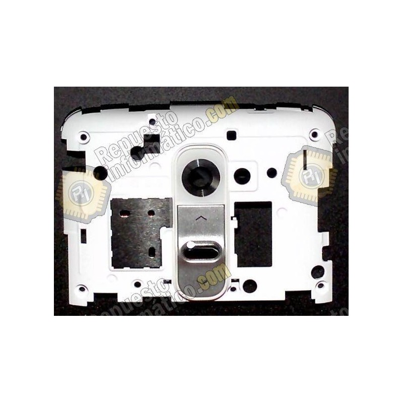 carcasa trasera-intermedia del Chasis con botones y ventana cámara  LG Optimus G2, D802 (blanca)