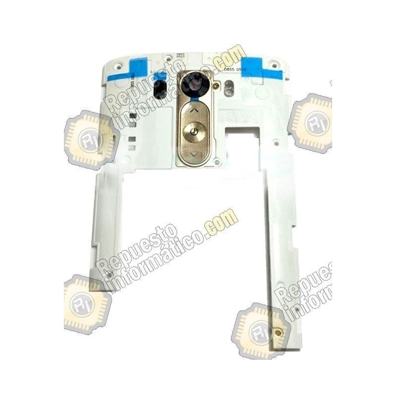 Carcasa intermedia+lentilla+botones LG D855 Optimus G3 Chasis blanco (Desmontaje)