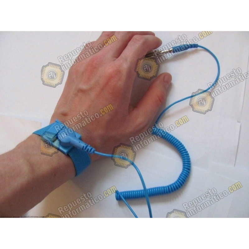 Pulsera antiestática con resistencia de 1 Mega Ohm AZUL