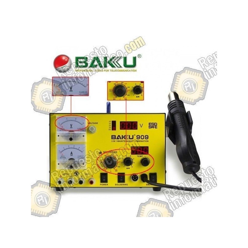 Estacion De Soldar,Pistola De Aire 3 En 1 Baku BK-909 