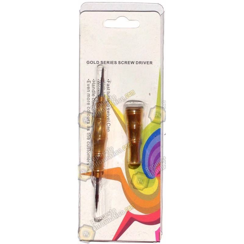 Destornillador de 2 puntas tipo estrella color Dorado