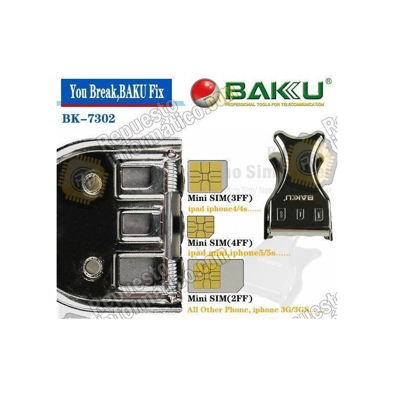 Cortador 3 En 1 Micro Nano SIM Baku BK-7302