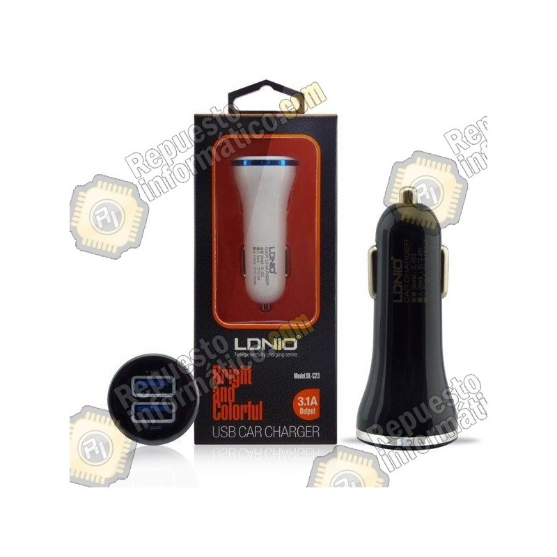Adaptador Individual  para cargar en el coche color blanco, de 3.1A USB DL-C23