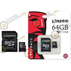 Micro SD Kingston 64GB +  Adaptador/Clase 10/UHS-I/45Mb