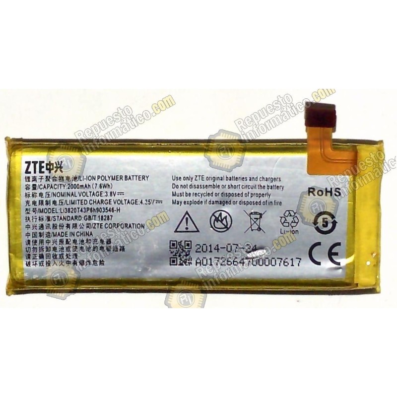 Bateria ZTE Q505T (LI3820T43P6H903546-H) (desmontaje)